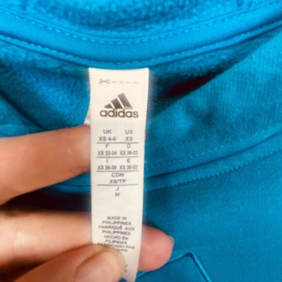 adidas | Women’s Turquoise Embroidered Logo Hooded Sweatshirt Size XS | EUC - Picture 5 of 10